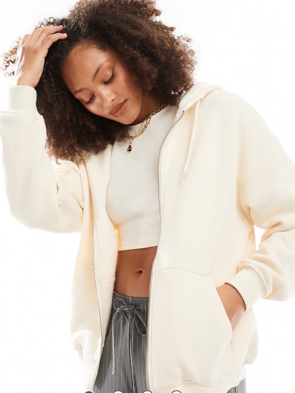 Cotton On Cream Zip-Up Hoodie